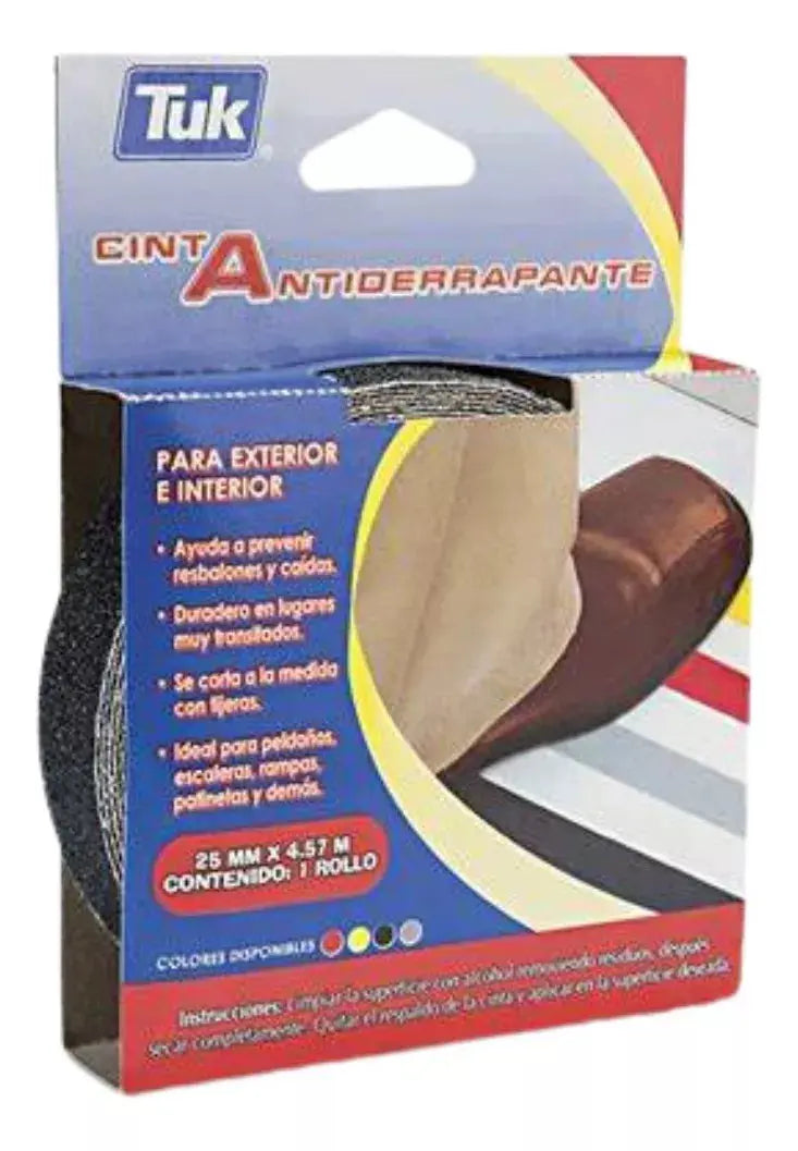 Cinta Adhesiva Antiderrapante Tuk Color Negro 25mm X 4.57m - Tuck