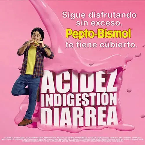 Pepto Bismol 4 Tabletas Masticables Cubre Protege Alivia - KCTS - vista lateral
