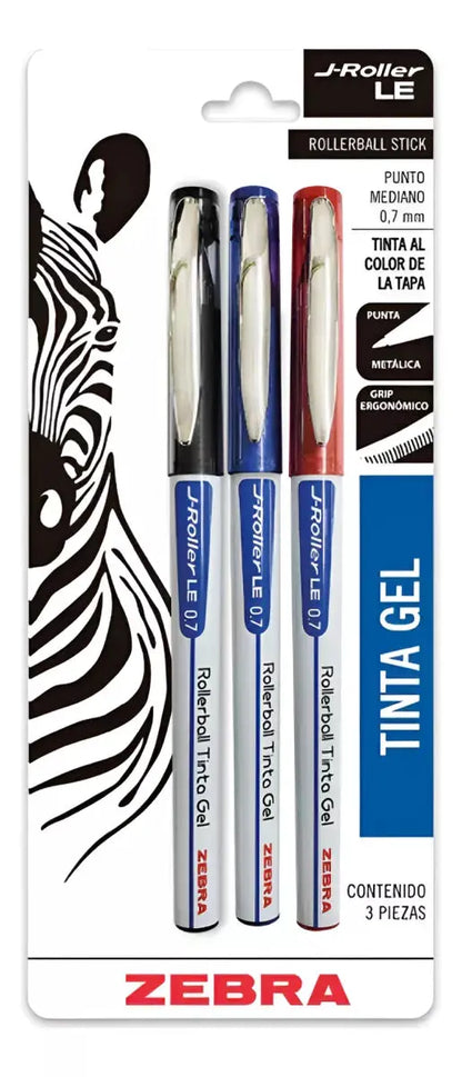 Boligrafo Gel Zebra J Roller 3 Colores Punta 0.7 Mm - Zebra - detalle