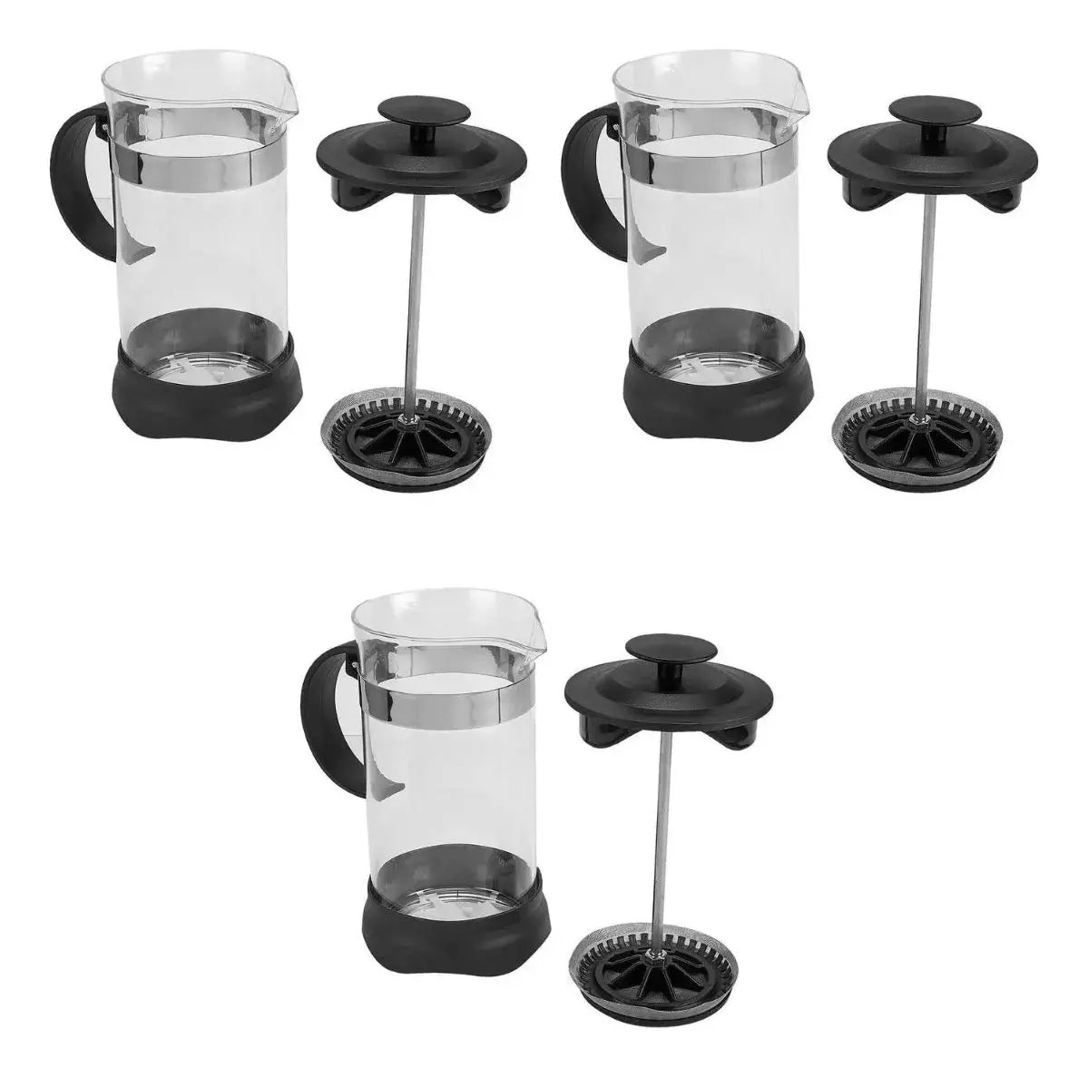3 Pzs Cafetera Prensa Francesa 350ml Vidrio Embolo Cafe Te - Promoopcion - vista trasera