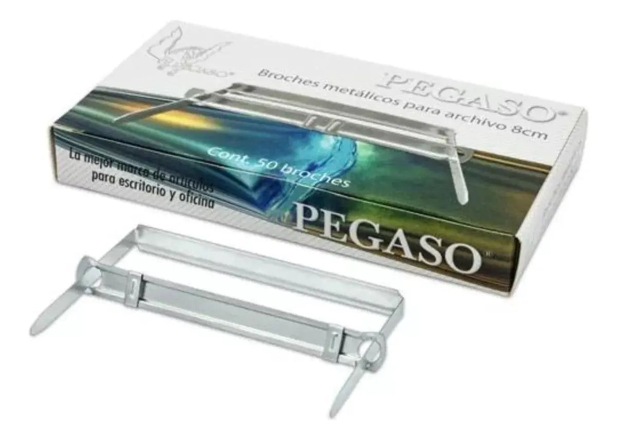 50 Broches Metalicos Archivo Pegaso 50m Color Plateado - Pegaso