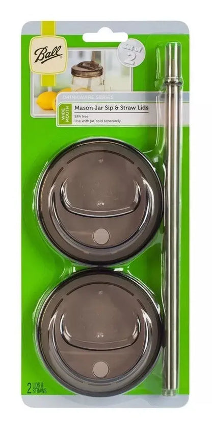 Frasco 16oz Mason Jars Ball Con Tapa Humo Boca Regula 2 Pack - Coveme - empaque