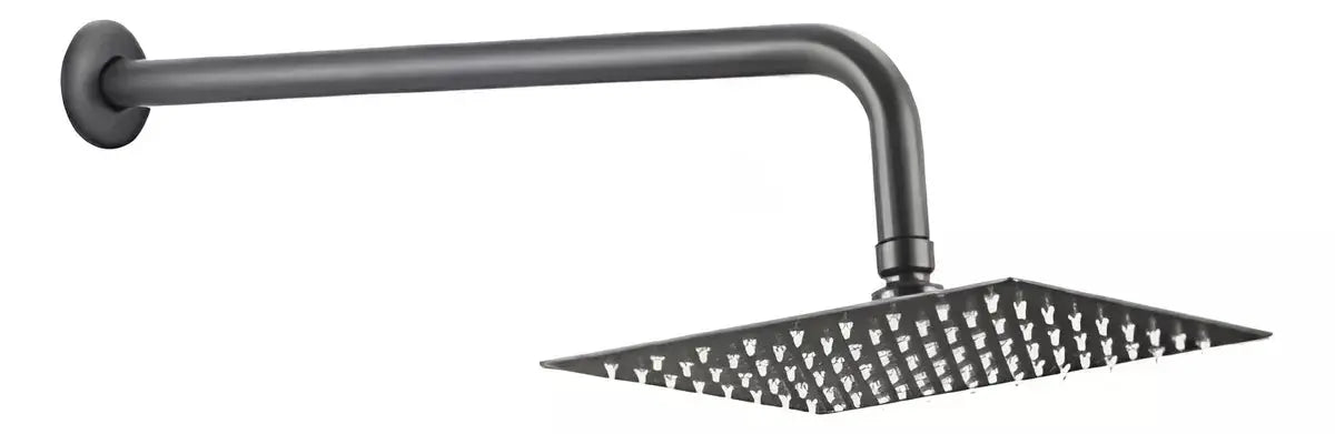 Regadera Cuadrada Tubo Meer Antisarro Negro Mate 8 Pul 15cm - CNX - vista trasera