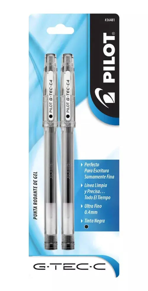 2 Boligrafos Gel Pilot G Tec 0.4mm Extra Fino Tinta Negra - Pilot - detalle
