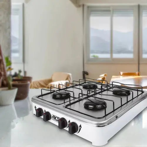 Estufa De Mesa Aksi 4 Quemadores Blanco Acero Inoxidable Color Blanco - Aksi - detalle