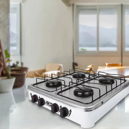 Estufa De Mesa Aksi 4 Quemadores Blanco Acero Inoxidable Color Blanco - Aksi - detalle
