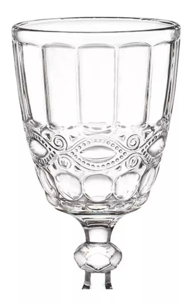 6 Copas Vino Tinto Blanco Vidrio Cortado Cristal Diamante - Vittori - contenido