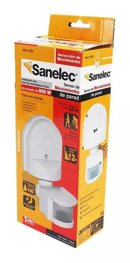 Sensor De Movimiento Sanelec De Pared Ajustable 0058 - Sanelec - vista lateral