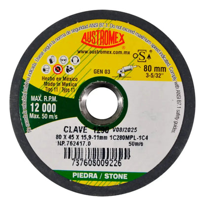 Copa Abrasiva Shellac 80x45x15.9-11mm Clave 1290 Austromex - Austrodiam - vista lateral