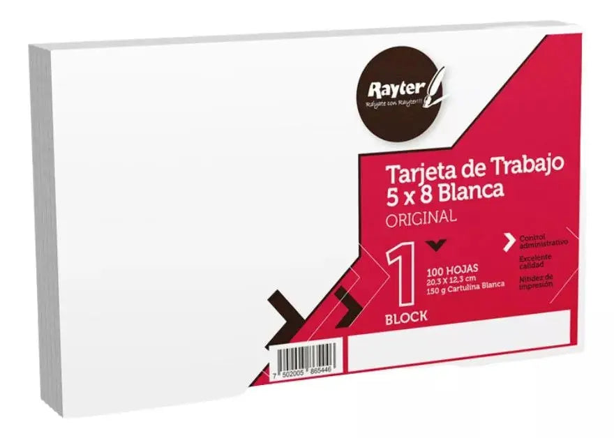 Paquete 100 Tarjeta Fichas Trabajo Rayter 20x12 150g Elegir - Rayter - vista lateral
