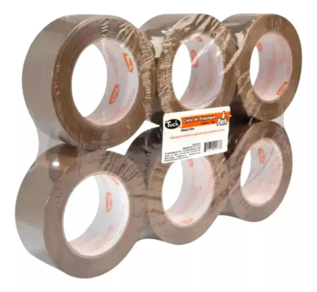 Pack 6 Cinta Adhesiva Empaque Tuck 48mm X 150m Canela - Tuck