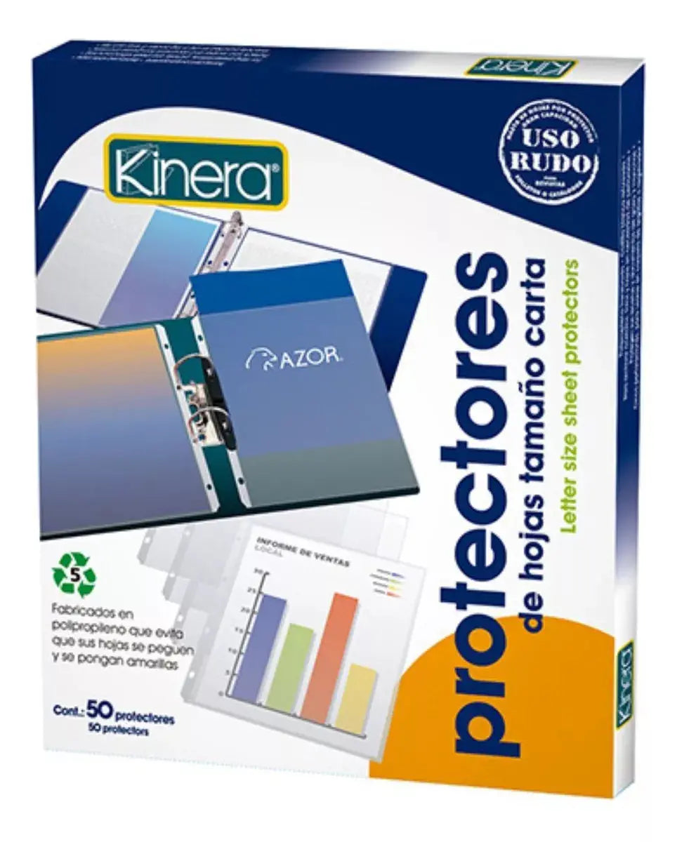50 Protectores Hojas Carta Uso Rudo Kinera - Kinera