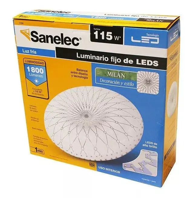 Luminario Fijo Sanelec Linea Milan Led 18w Luz Fría 1124 - Sanelec