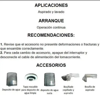 Aspiradora Lavadora De Tapicería Aksi Home Lavtap-450h-ak 1.2l Blanca 110v 60hz - Aksi