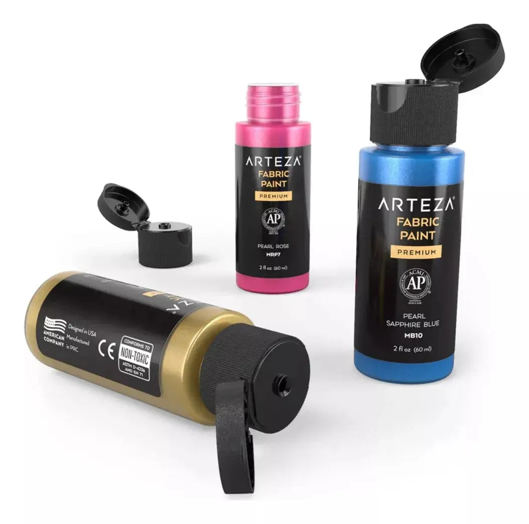 Set 14 Pinturas Arteza Tela Metalizadas Permanente 60ml - Arteza - vista trasera