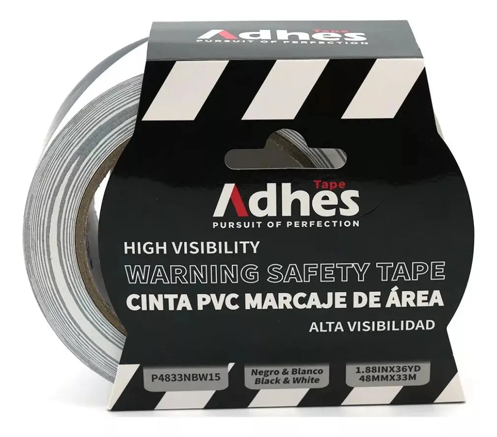 Cinta Advertencia Marcaje Adhes Negro / Blanco 48mm X 33m - ADHES
