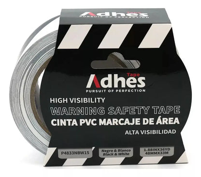 Cinta Advertencia Marcaje Adhes Negro / Blanco 48mm X 33m - ADHES