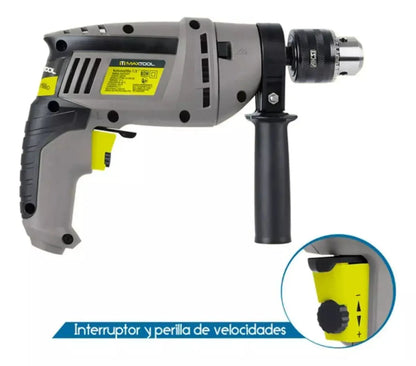 ROTOMARTILLO AKSI 500W de 3/8", Potencia de 500W, Broquero de 3/8", Línea DOMÉSTICA, 127V,Función de Taladro, Rotomartillo y Atornillador, reversible con ajuste de velocidad - Aksi