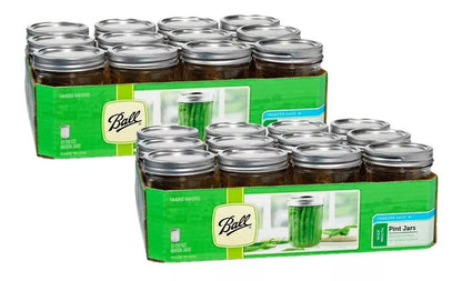 24 Mason Jars Ball 16oz Boca Ancha Tapa/popote Frasco - marchante.shop
