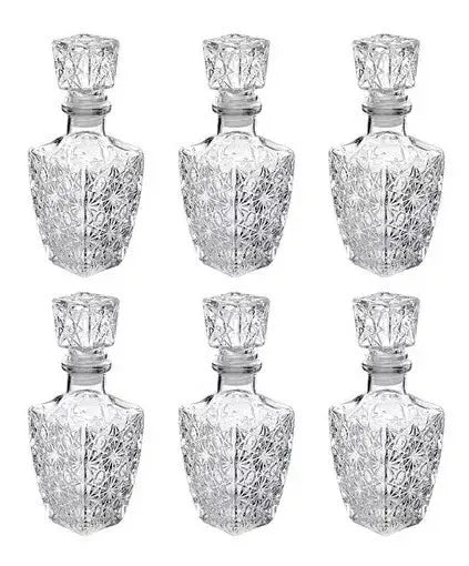 Juego 6 Licoreras Vidrio Cristal Agua Vino 250 Ml Diamante - Vittori - vista lateral