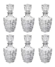 Juego 6 Licoreras Vidrio Cristal Agua Vino 250 Ml Diamante - Vittori - vista lateral