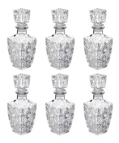 Juego 6 Licoreras Vidrio Cristal Agua Vino 250 Ml Diamante - Vittori - vista lateral