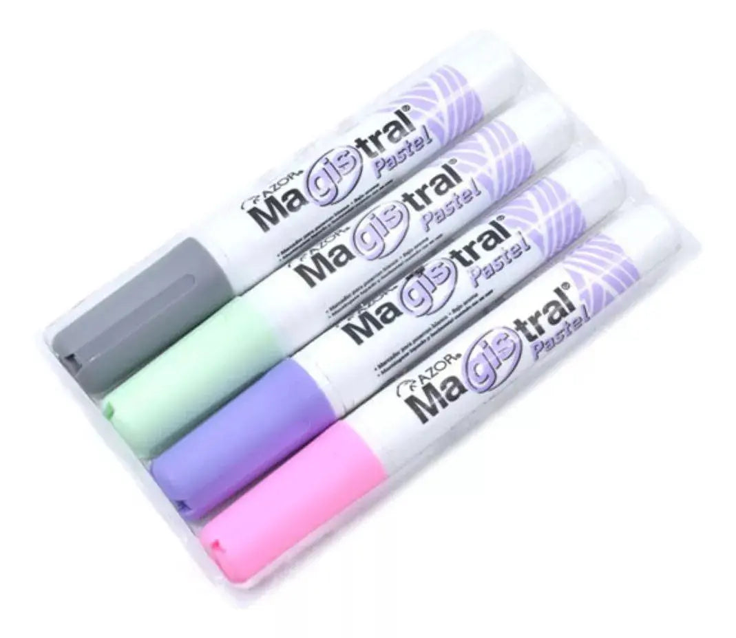 Estuche Marcador Magistral Pastel Con 4 Para Pizarrón Blanco - Magistral - vista lateral