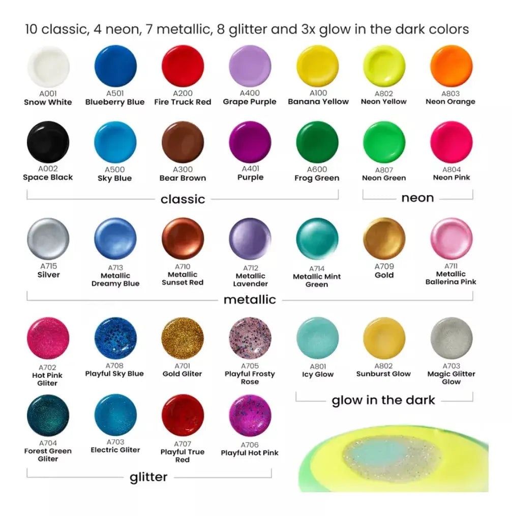 Set 32 Pinturas 260ml Colores Premium Arteza Tempera Niños - Arteza
