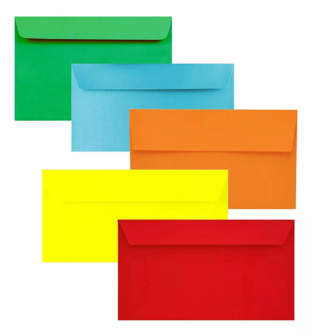 50 Sobres Social Eurocolor 5 Colores Intensos 10.5 X 8 Cm - Eurocolors - vista lateral