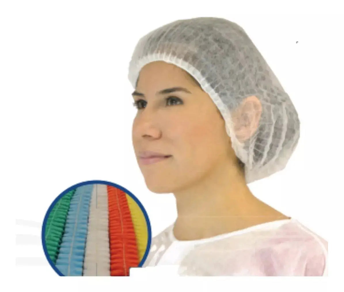 100 Cofia Gorro Plisado Desechable Alyger Elastico Doble Blanco - Alyger - empaque