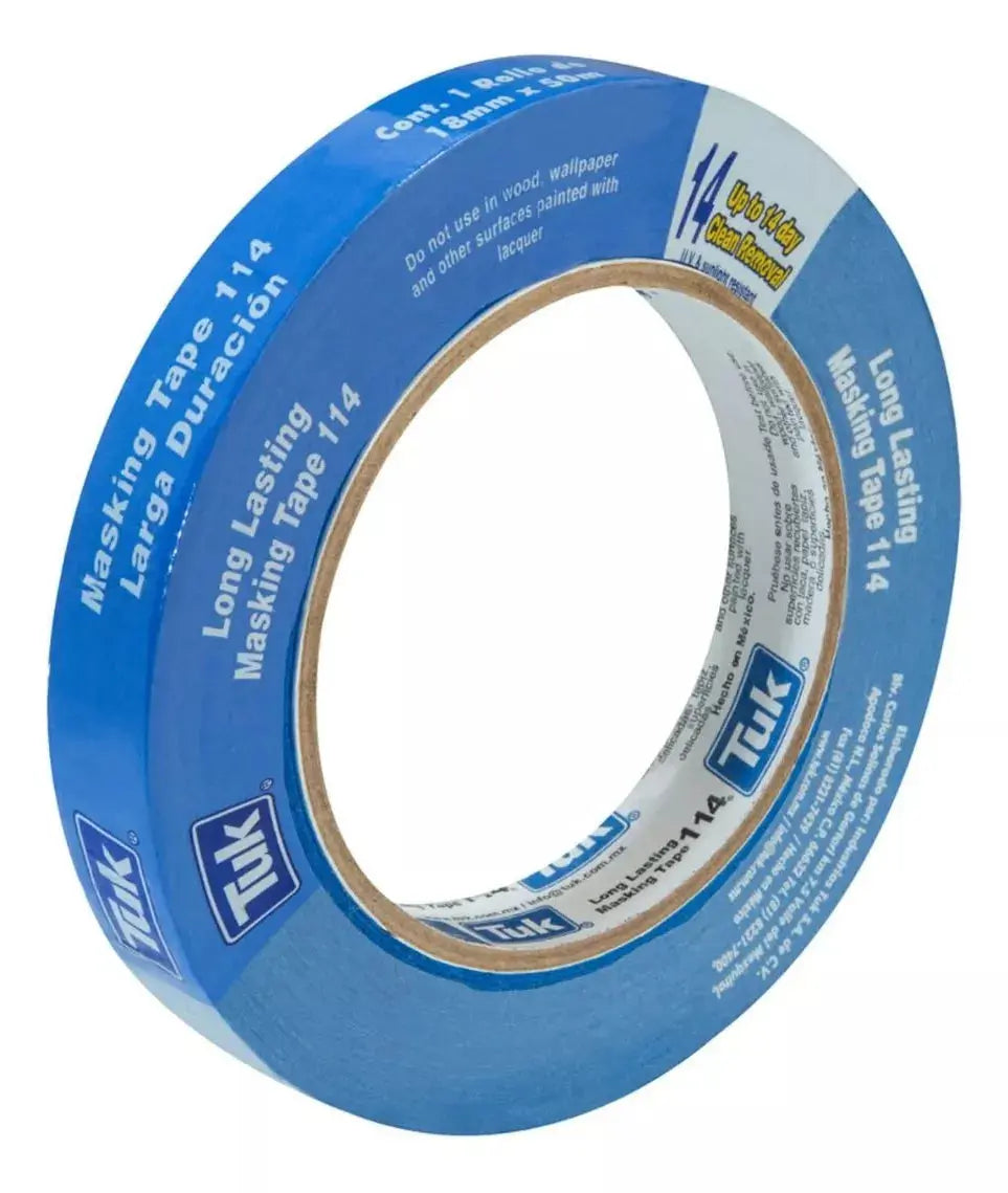 Cinta Masking Tape Tuk 18mm X 50m Azul Larga Duracion - Tuck