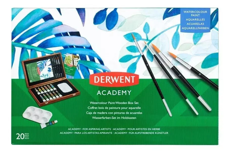 Caja de Madera Pintura Acuarela Derwent Academy 12ml Set 12 Piezas - Derwent Academy - empaque