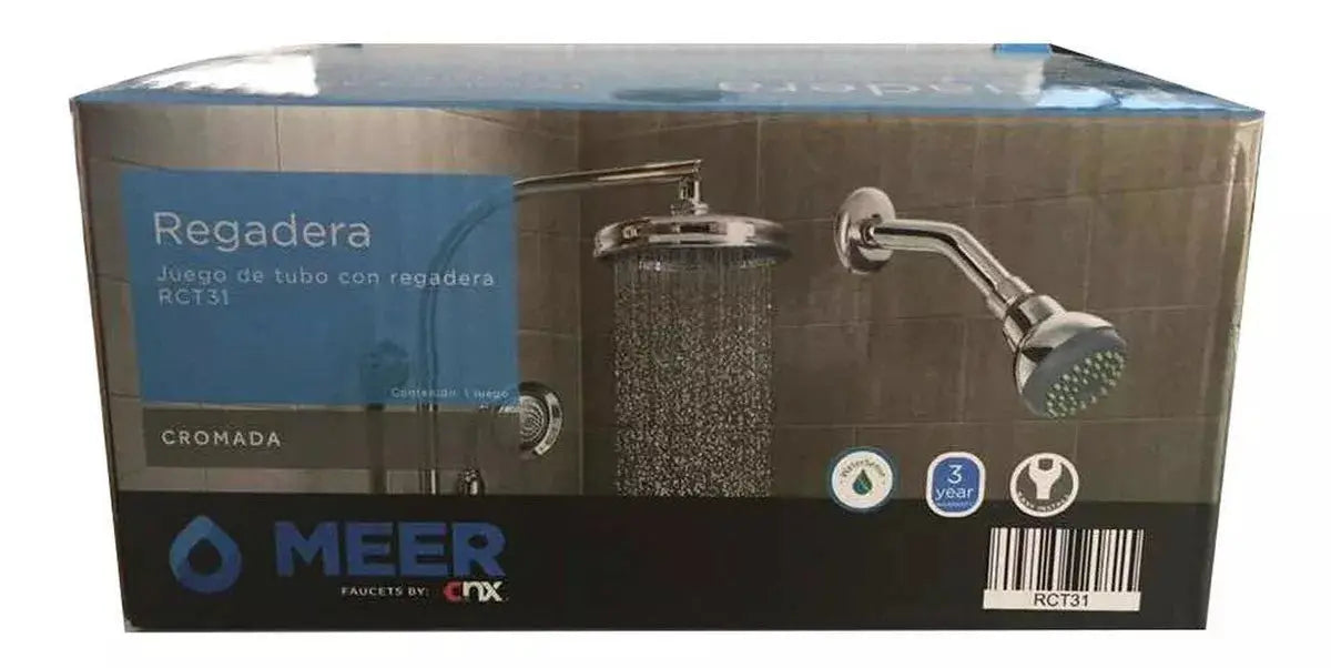 Regadera Tubo Meer Abs Plastica Cromada Color Plateado - CNX - vista trasera