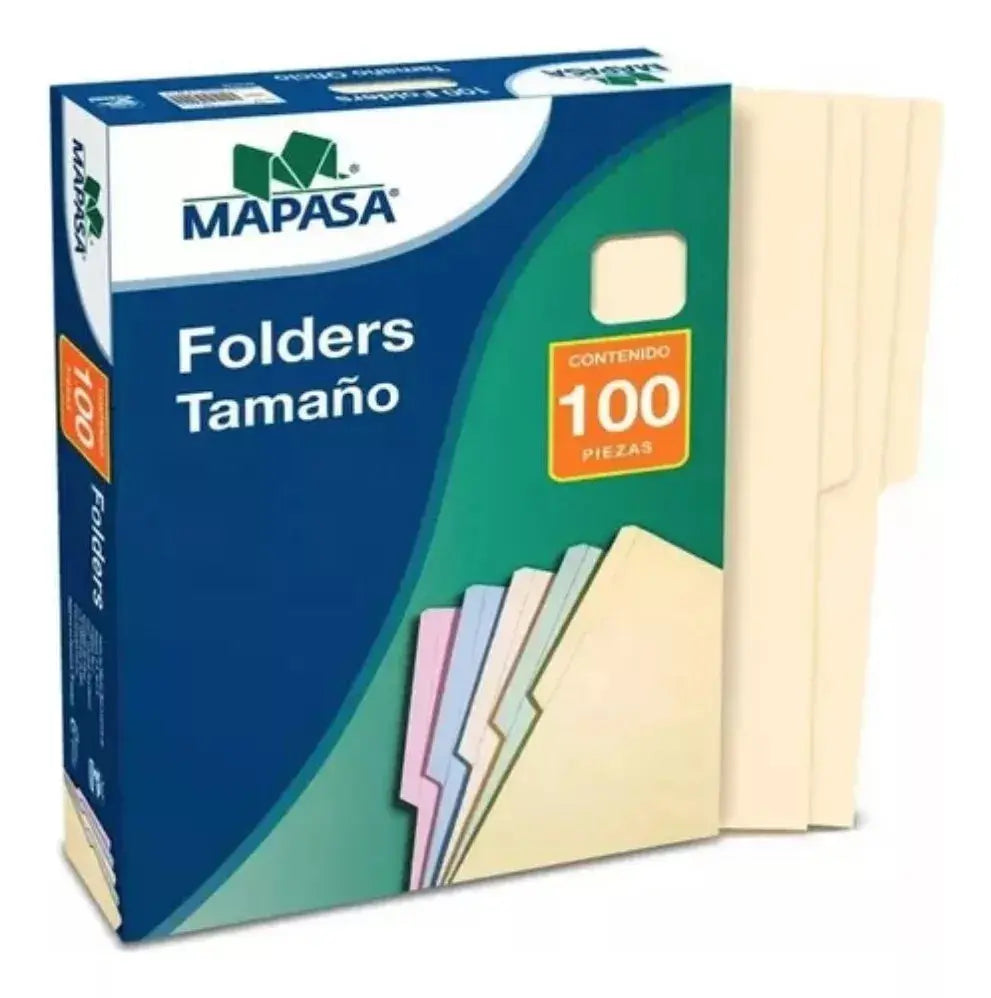 100 Folder Tamaño Carta Mapasa Color Crema 170g Oficina - Mapasa - vista lateral