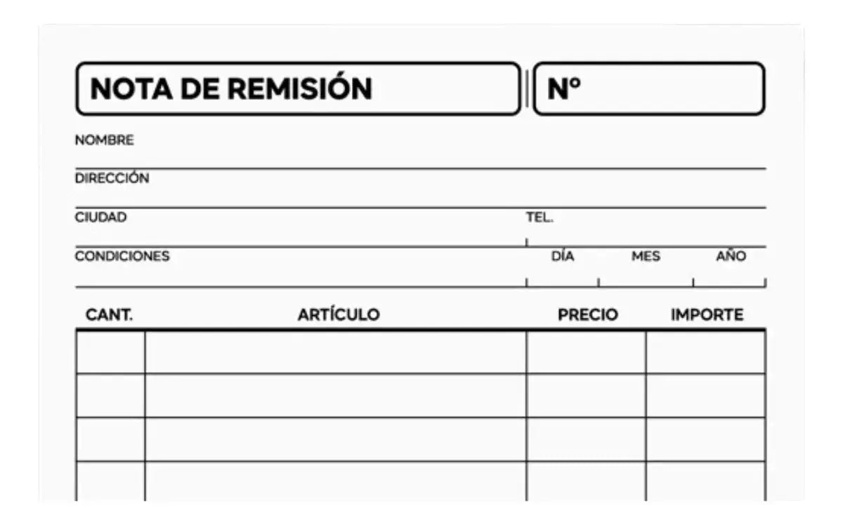 Notas de Remisión tamaño de 1/4 Hoja Original (Sin copia) Paquete con 6 block - Coveme