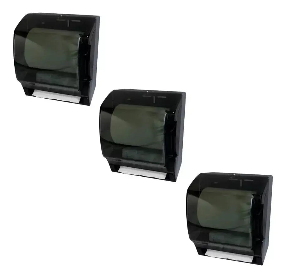 Set 3 Despachador Toalla Rollo Oval Uso Rudo Color Negro - Oval - vista trasera