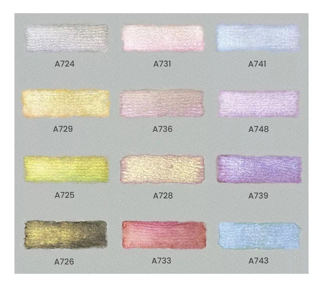 Set 12 Acuarelas Iridiscente Arteza Perlas Metalicas - Coveme - vista lateral