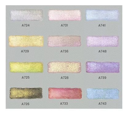 Set 12 Acuarelas Iridiscente Arteza Perlas Metalicas - Coveme - vista lateral