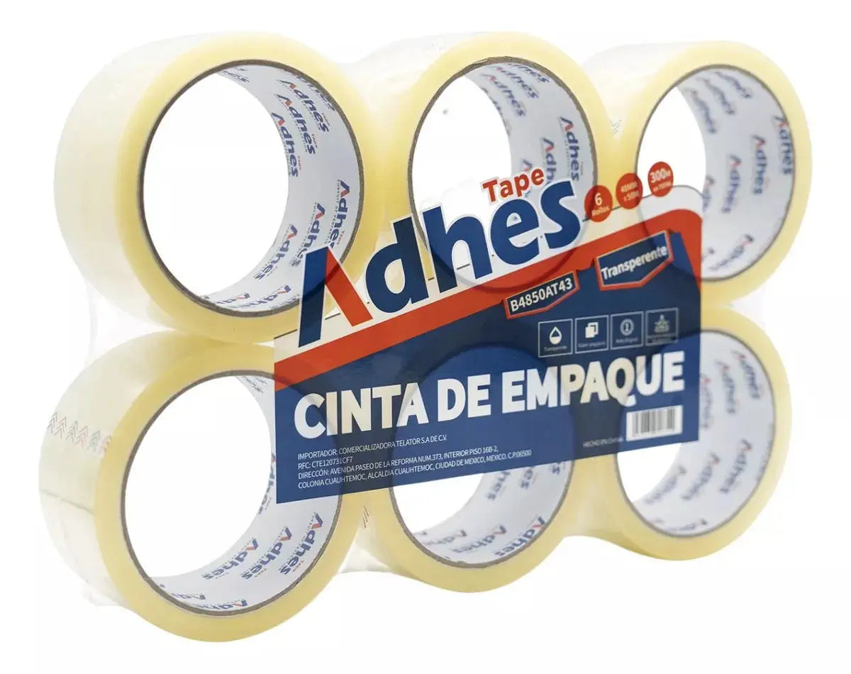 6pz Cinta Embalaje Transparente Adhes 50m Espesor 43 Empaque - Adhes - empaque