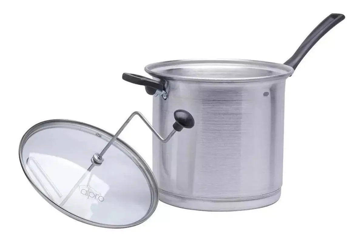 Olla Palomera Aluminio 20 Cm Alpro Tapa Cristal - Alpro - vista lateral