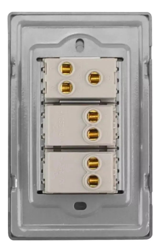 Placa Cordoba Sanelec Cromo Triple Contacto 4641 - Sanelec - vista lateral