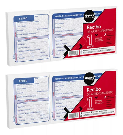 Recibo Arrendamiento Rayter Azul 2 Block C/50 Hojas C/u - Rayter - detalle