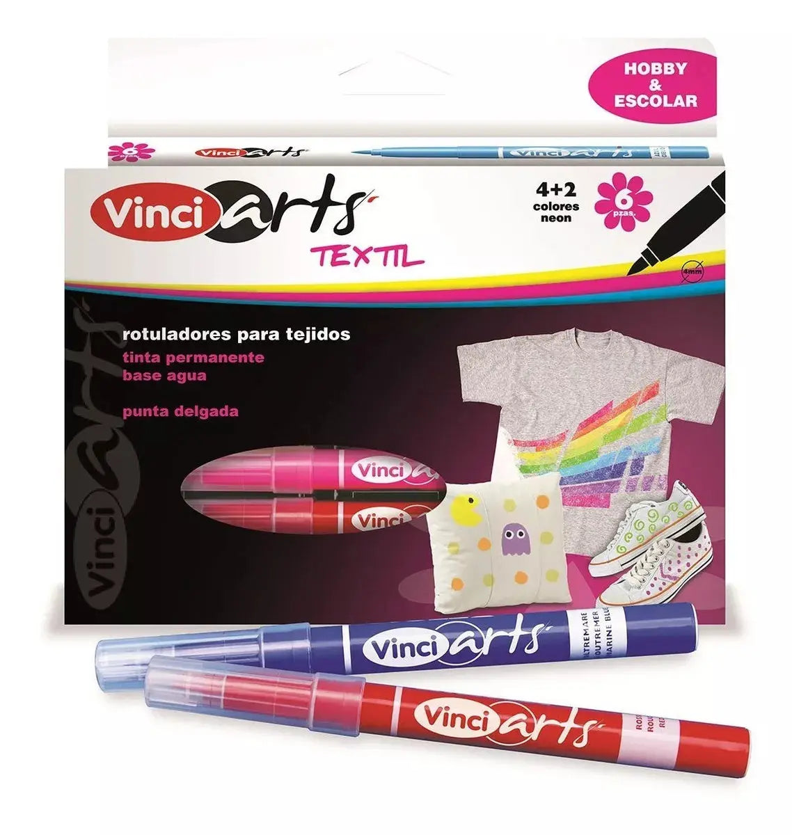 Plumones Marcadores Permanentes Vinci Arts Base Agua 6 Piezas - Vinci - vista lateral