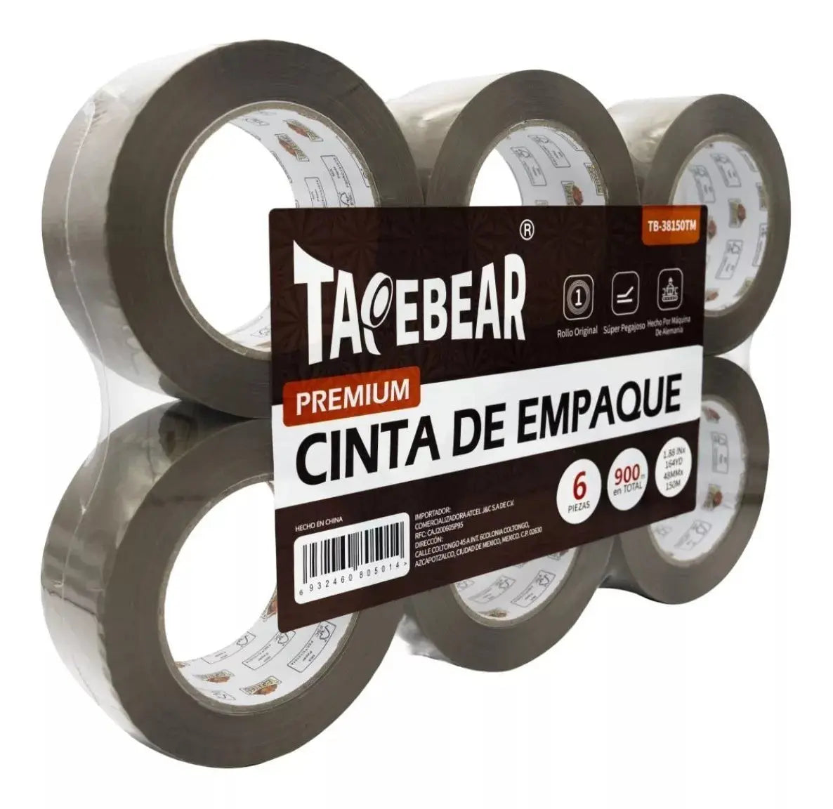 1pz Cinta Canela Empaque Tapebear 150m 48mm Embalaje Rollo - TapeBear - empaque