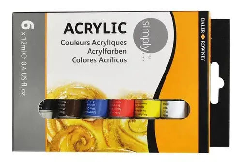 Pintura Acrílica Tubo Daler Rowney Simply 12ml Set 6 Colores - daler rowney - detalle