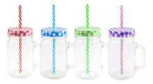 12pz Frasco Mason Jar Liso 480ml Tapa Popote Vidrio Colores - Vittori