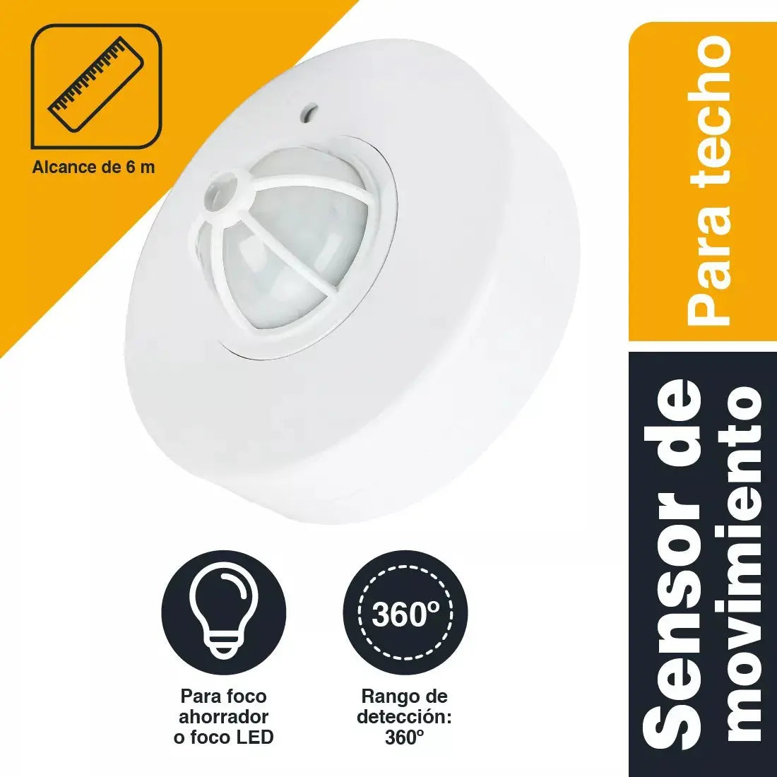 Lampara Sensor De Movimiento Para Techo Sanelec Ajustable - Sanelec - detalle