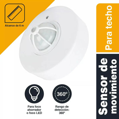 Lampara Sensor De Movimiento Para Techo Sanelec Ajustable - Sanelec - detalle
