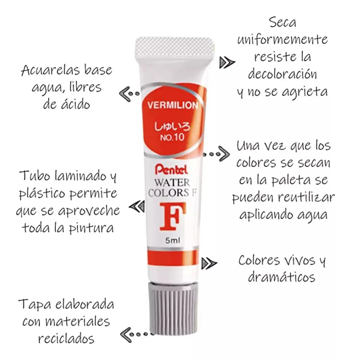 Estuche 24 Tubos Acuarelas Profesionales Pentel Arts 5ml - Pentel - vista lateral