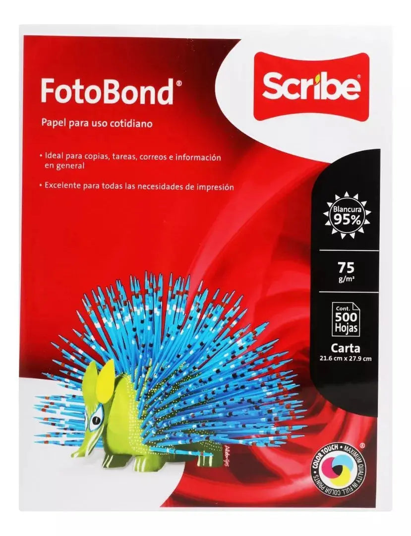 4 Paquetes 2000 Hojas Foto Bond Scribe Carta 95 % Blanco - Scribe - empaque